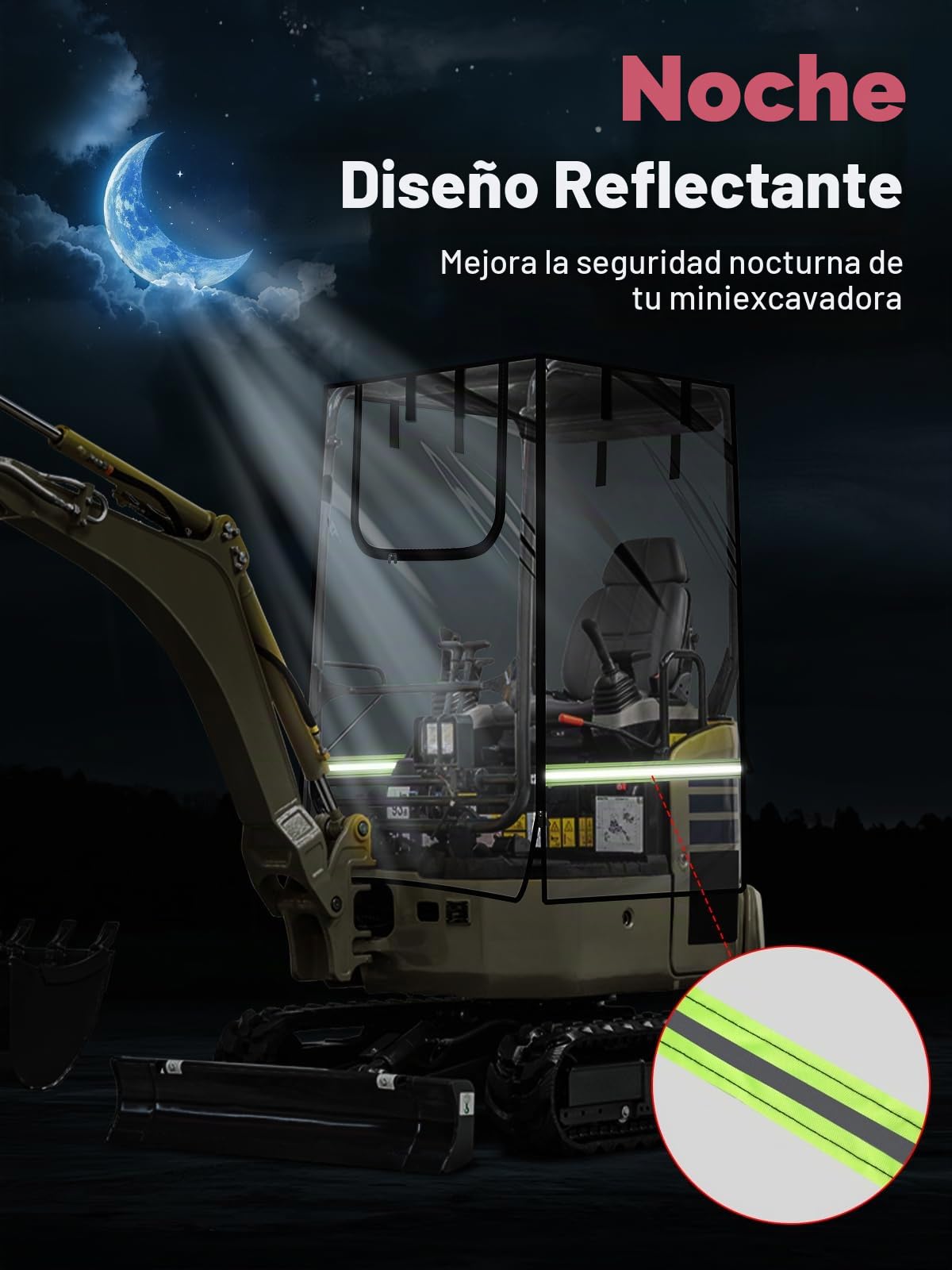 Cubierta de Mini Excavadora, Caja Transparente para Cabina de Excavadora con Tela Oxford 600D y película de PVC Compatible con Bobcat E20/Kubota U17 para 1750-3500 Libras, protección