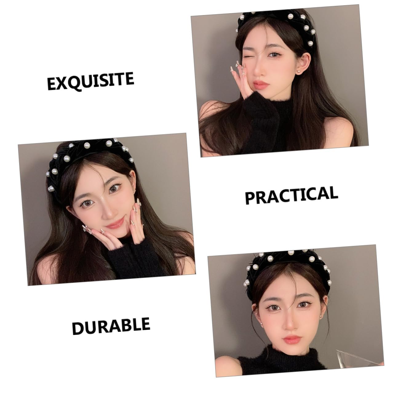 minkissy 8pezzi Fasce Larghe Con Perle Per Donne Di Accessori Eleganti Per Per Cerimonie Lavoro e Design Confortevole e Alta Elasticità