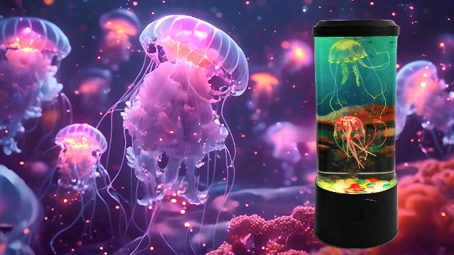 Toycol Bubble Jellyfish Lamp,8 Color Changing LED Jellyfish Night