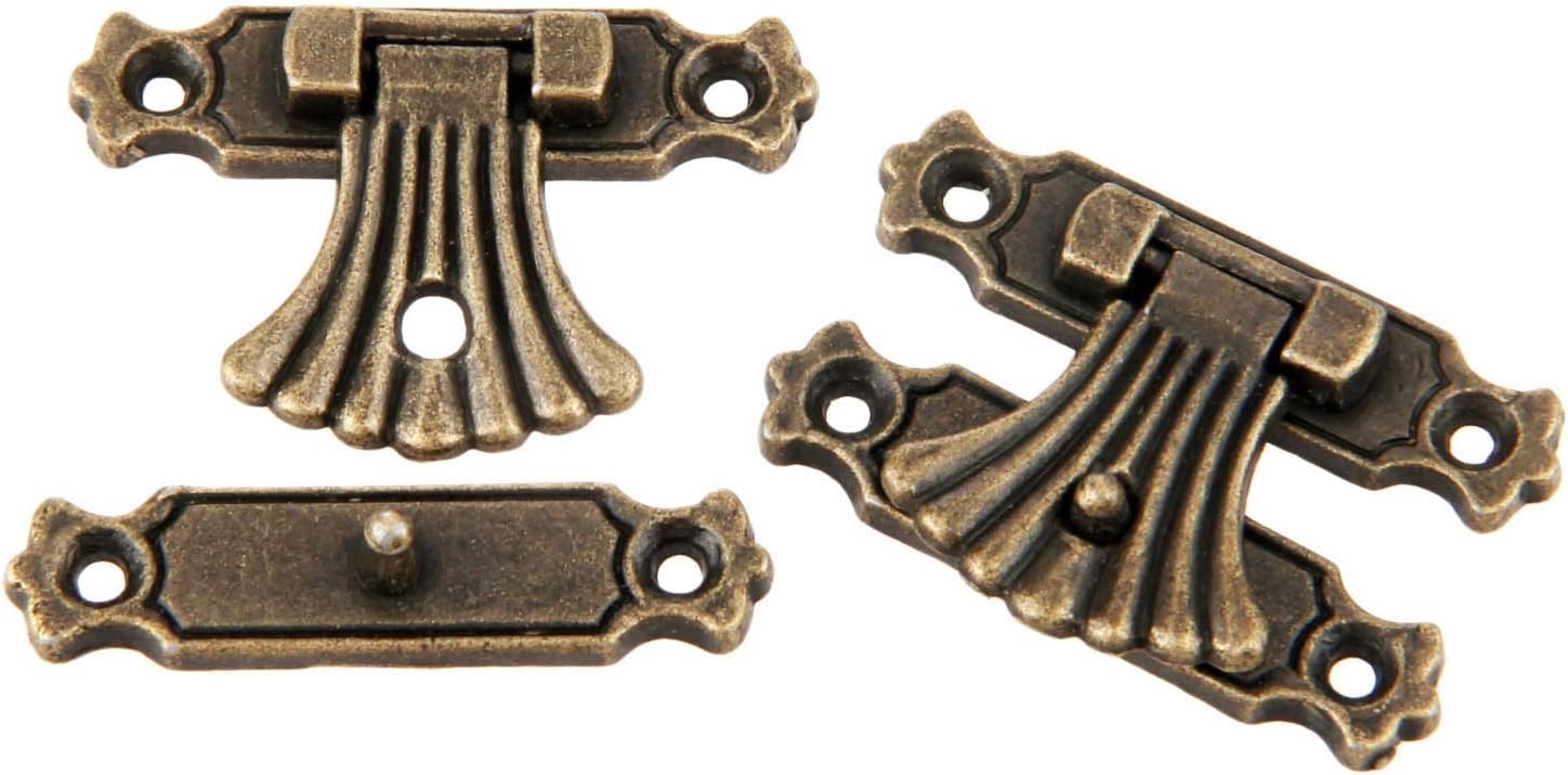 Hasp,2Pcs Antique Bronze Jewelry Wooden Box Case Toggle Hasp Latch Vintage Hardware Furniture Accessories with Screws 37 * 27mm