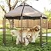 Advantek Pet Gazebo 5 Foot Portable Indoor Outdoor Metal Dog Gazebo Kennel with Waterproof Cover, Earth Taupe