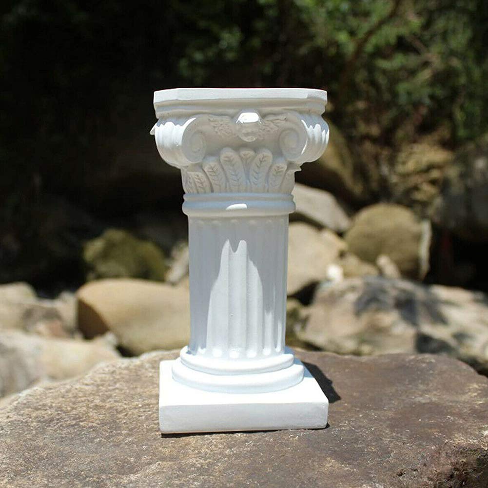 Colonne sur pied de style romain en résine pour intérieur et extérieur Blanc