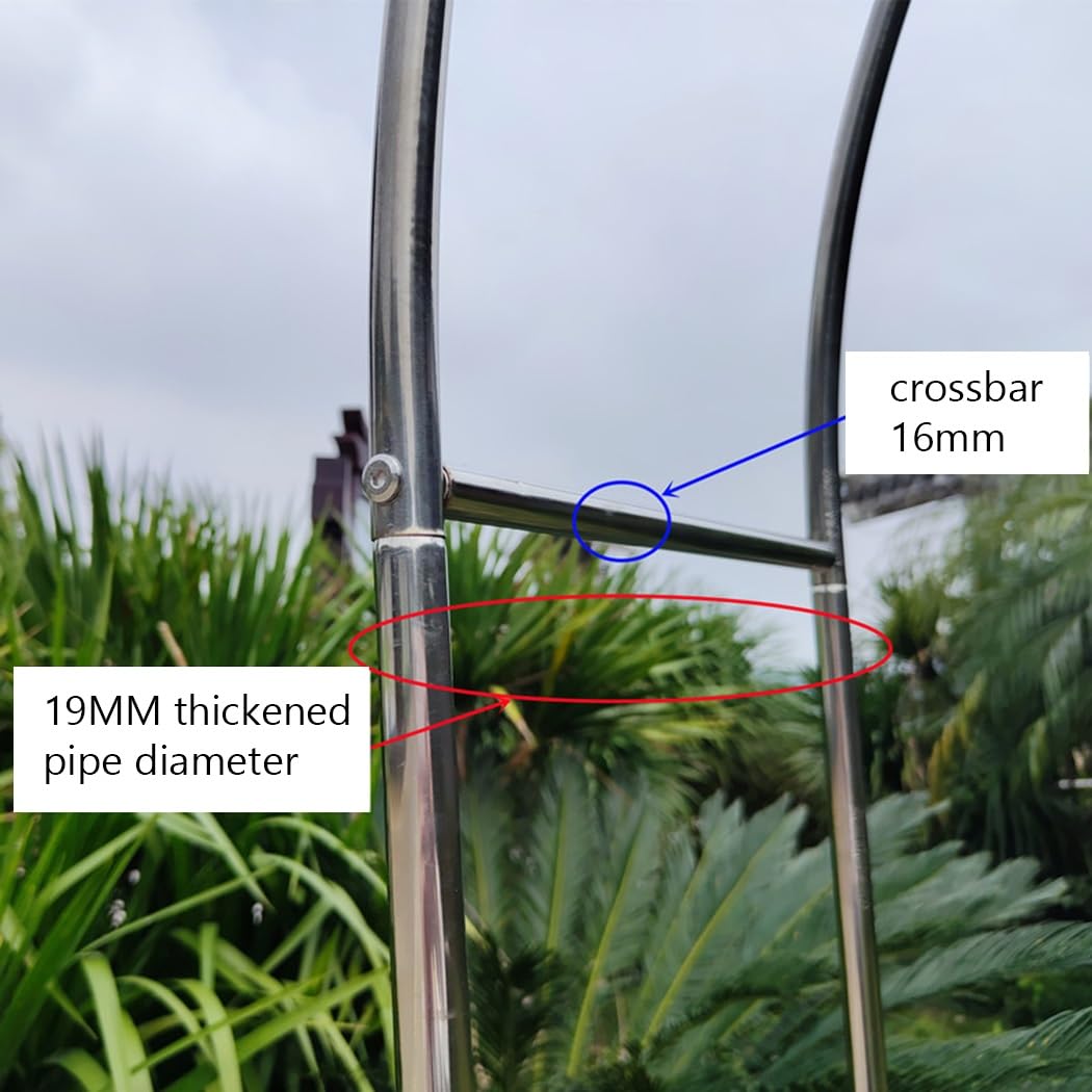 Enrejado de jardín de acero inoxidable de 240 cm para plantas trepadoras, arco de rosas de media altura, resistente a la intemperie, decoración al aire libre, 250 x 240 cm, accesorio de jardín