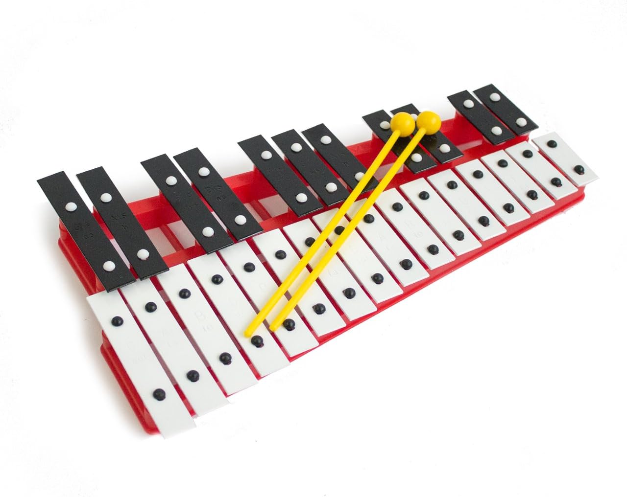 Red 27 Key Chromatic Glockenspiel Xylophone Notes Engraved into Metal Keys