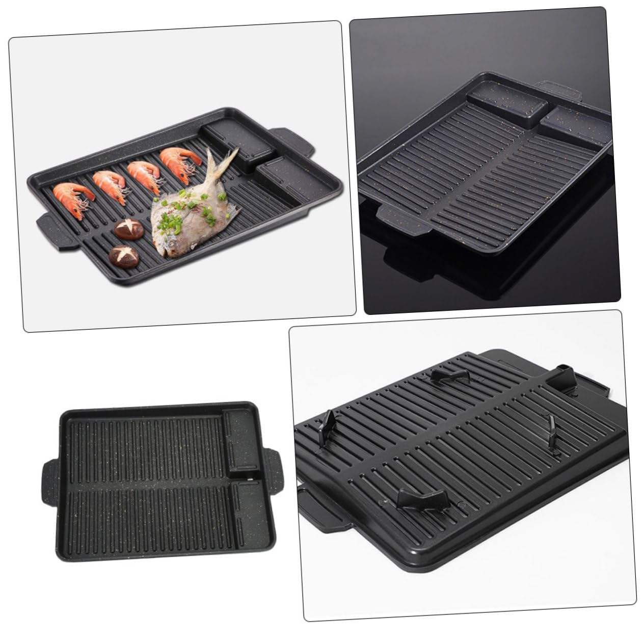 Zerodeko Teglia da Forno Rettangolare in Alluminio Nero Antiadherente Resistente al Calore per Barbecue all Aperto e Campeggio Alta Durabilità