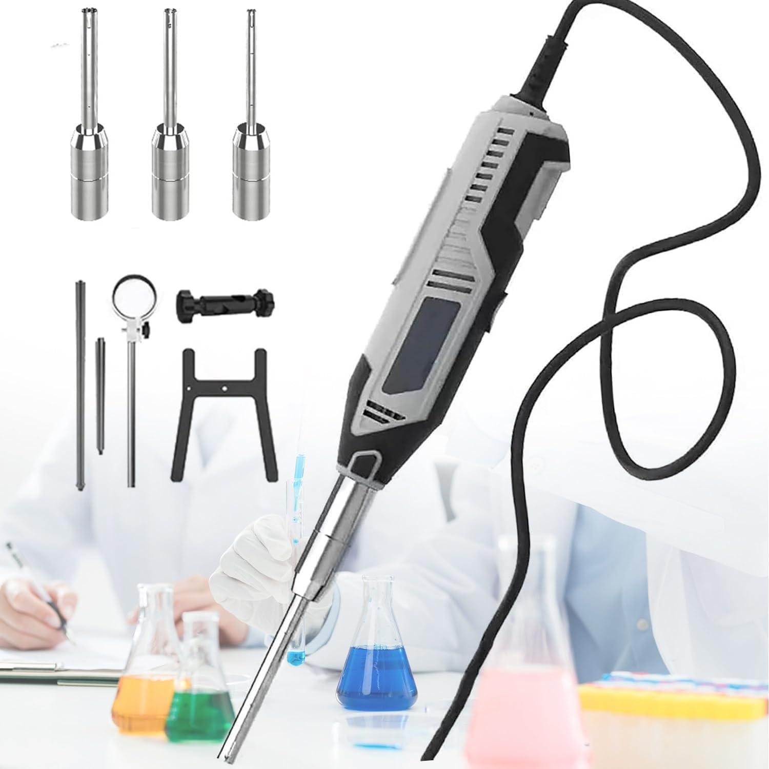 Myftnp Plugin 0.5-250Ml Handheld Homogenizer, Lab High-Speed Cell Tissue Homogenizer, 6 Gears Adjustable, Mixing Charge,Charge-10Mm+8Mm, For Cell Homogenization 10Mm+8Mm