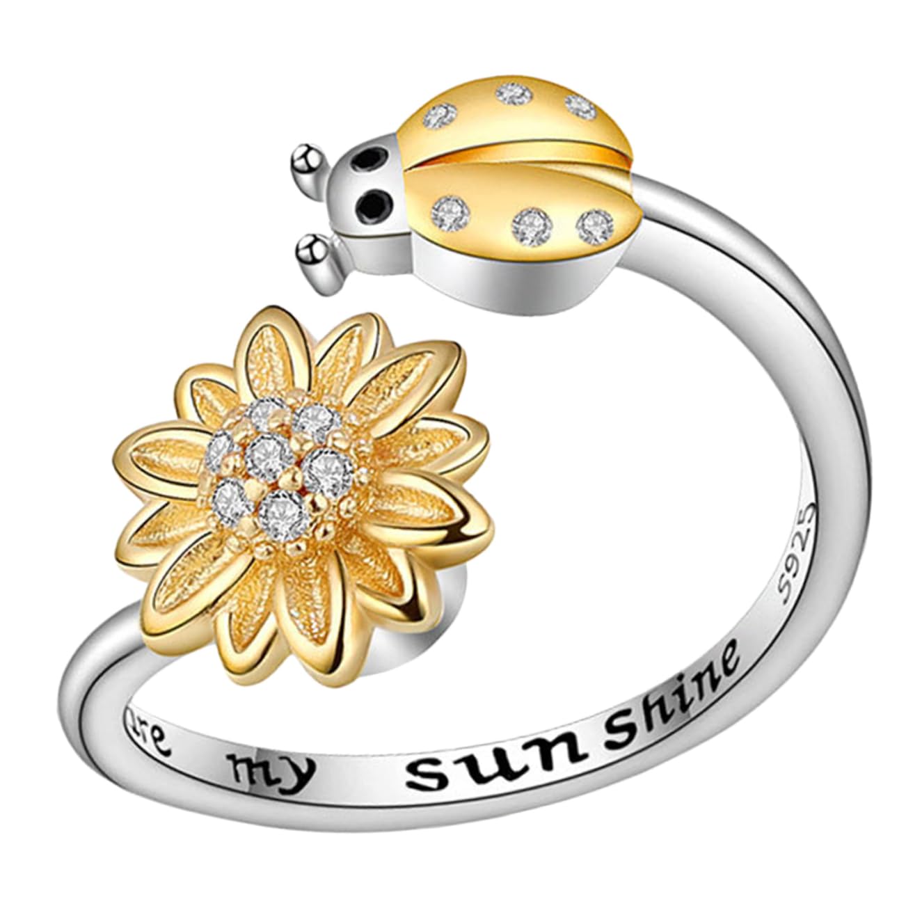 GALPADA Ladybug Ring Ladies Gifts Girls Rings Girls Gift Ring for Girls Girls' Rings Girl Gifts Women’s Jewelry Girl Rings Teen Girl Gift Ladies Rings Copper Wreath To Rotate Adjustable