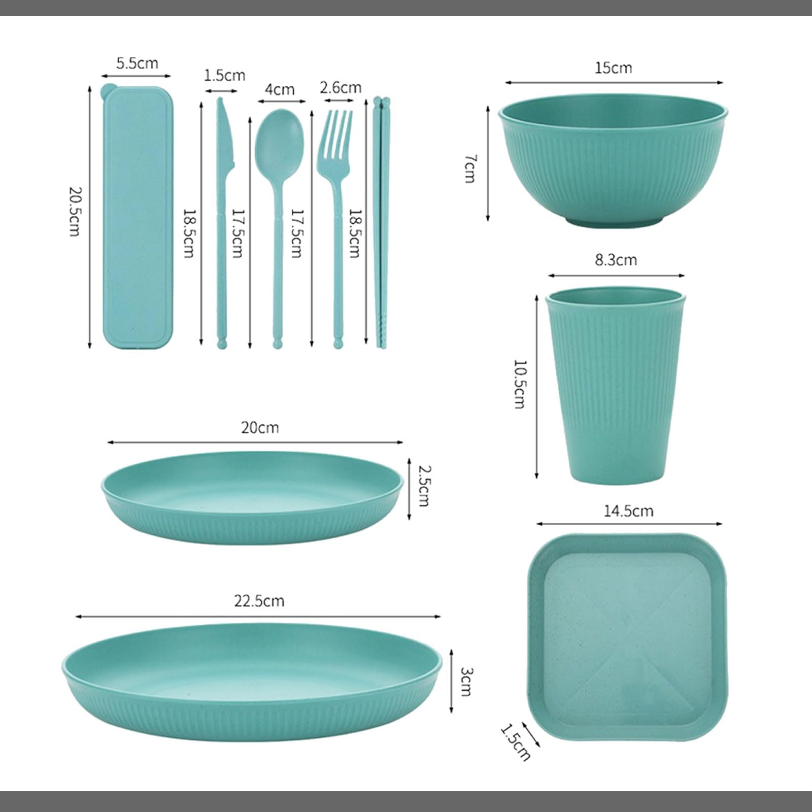 Juego deVajilla de Camping Reutilizable 8 Personas con Caja | Apto para Microondas y Lavavajillas, Duradero, Portátil, Antideslizante, Apilable, Ideal para Picnics Fiestas Viajes