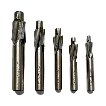 5pcs Counterbore Drill Bits Set,High-Speed Steel M3-M8 4 Flutes HSS-AL Straight Shank Counterbore End Mills for Copper Aluminum Steel Cast Iron