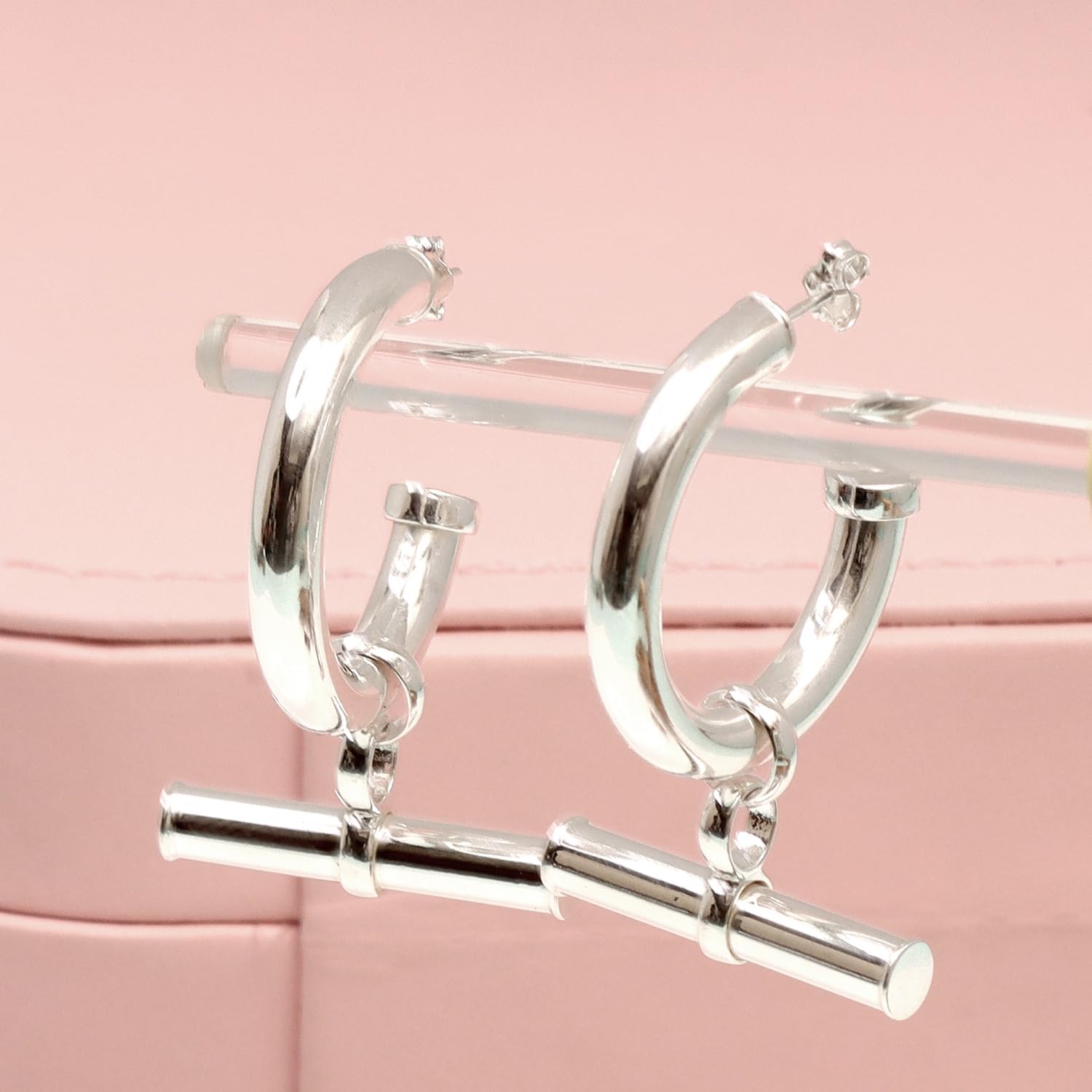 LeCalla 925 Sterling Silver T-Bar Earrings for Women | Women's Bar Earrings jewelry | Drop Dangle Earring Gift for Birthday Christmas