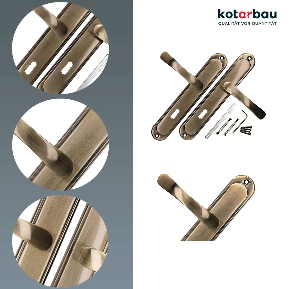 KOTARBAU Türdrücker 72 mm BB Türgriff Patin Türbeschlag Türklinke Drückergarnitur Langschild Türdrückergarnitur Innentür Außentür Handgriff Torbeschlag