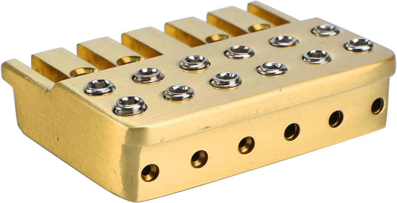 Brass 6 String Locking Nut Guitar Bridge String Locks for Headless Electric Guitar Replacement Parts （Natural Color of Brass)
