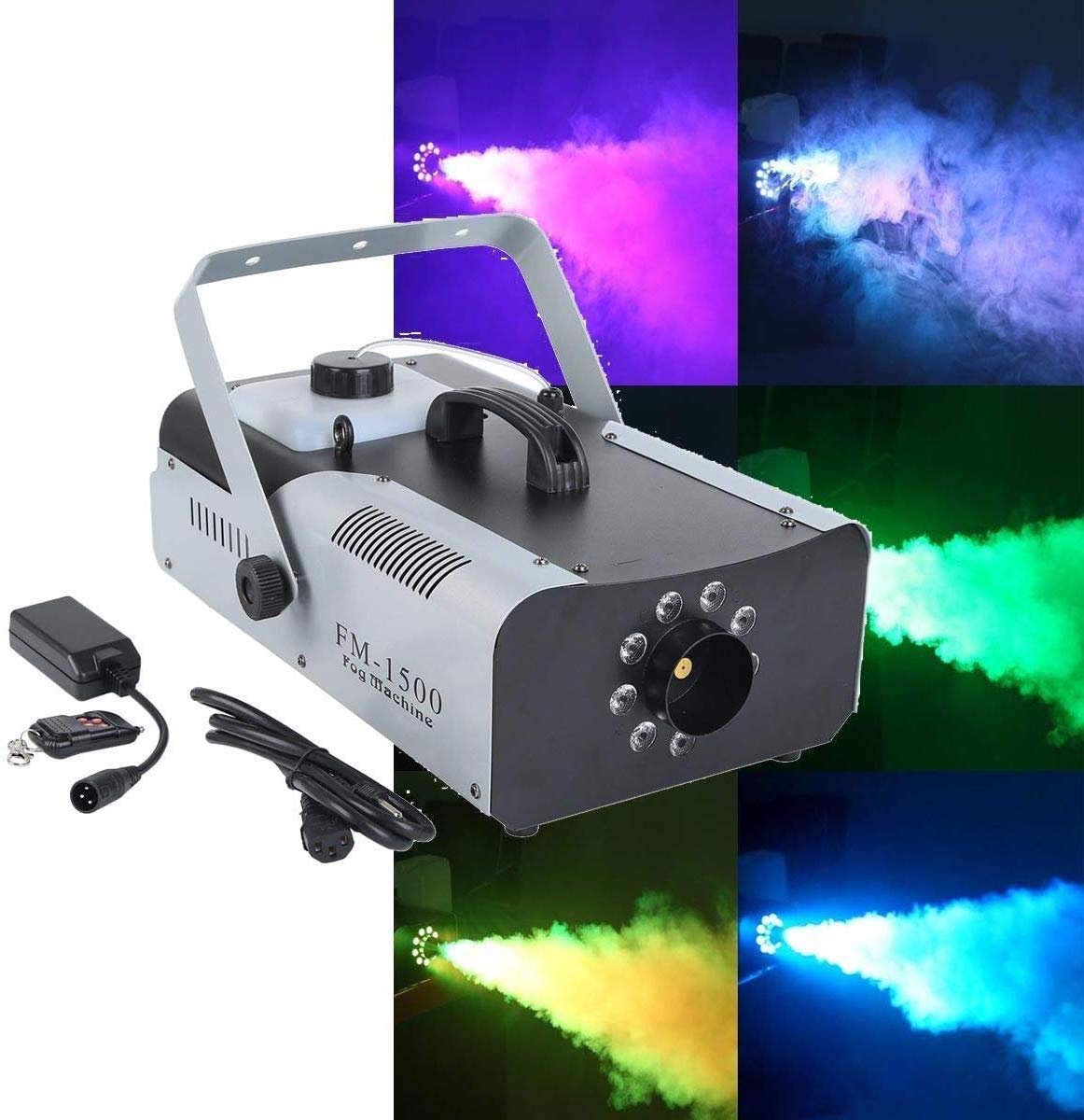 Tengchang 1500W Fog Machine 3 in 1 RGB 9LED Smoke Fogger w/Remote DJ Disco Stage Show