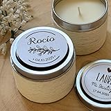 Pack de 10 velas aromáticas con imán de madera en la tapa, comunión.