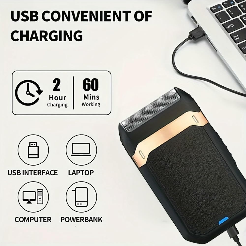 Cortapelos inalámbrico SYJYM - Kit Profesional de afeitadora eléctrica para Barba para Hombres, Recargable por USB, Cuatro peines guía