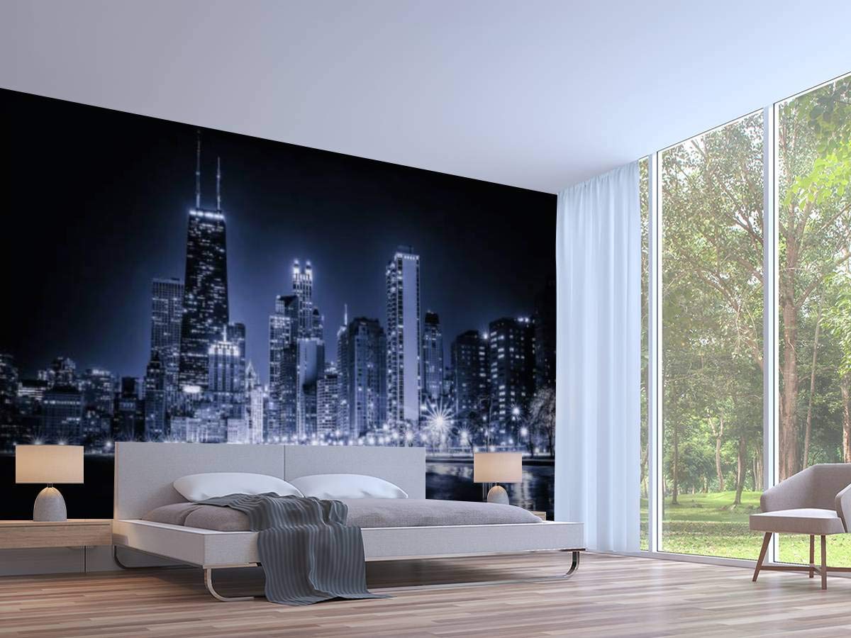 Wallpaper Wall Mural Chicago Skyline Self Adhesive Removable Peel & Stick Wall Decor Home Craft Wall Decal Wall Poster Sticker for Living Room