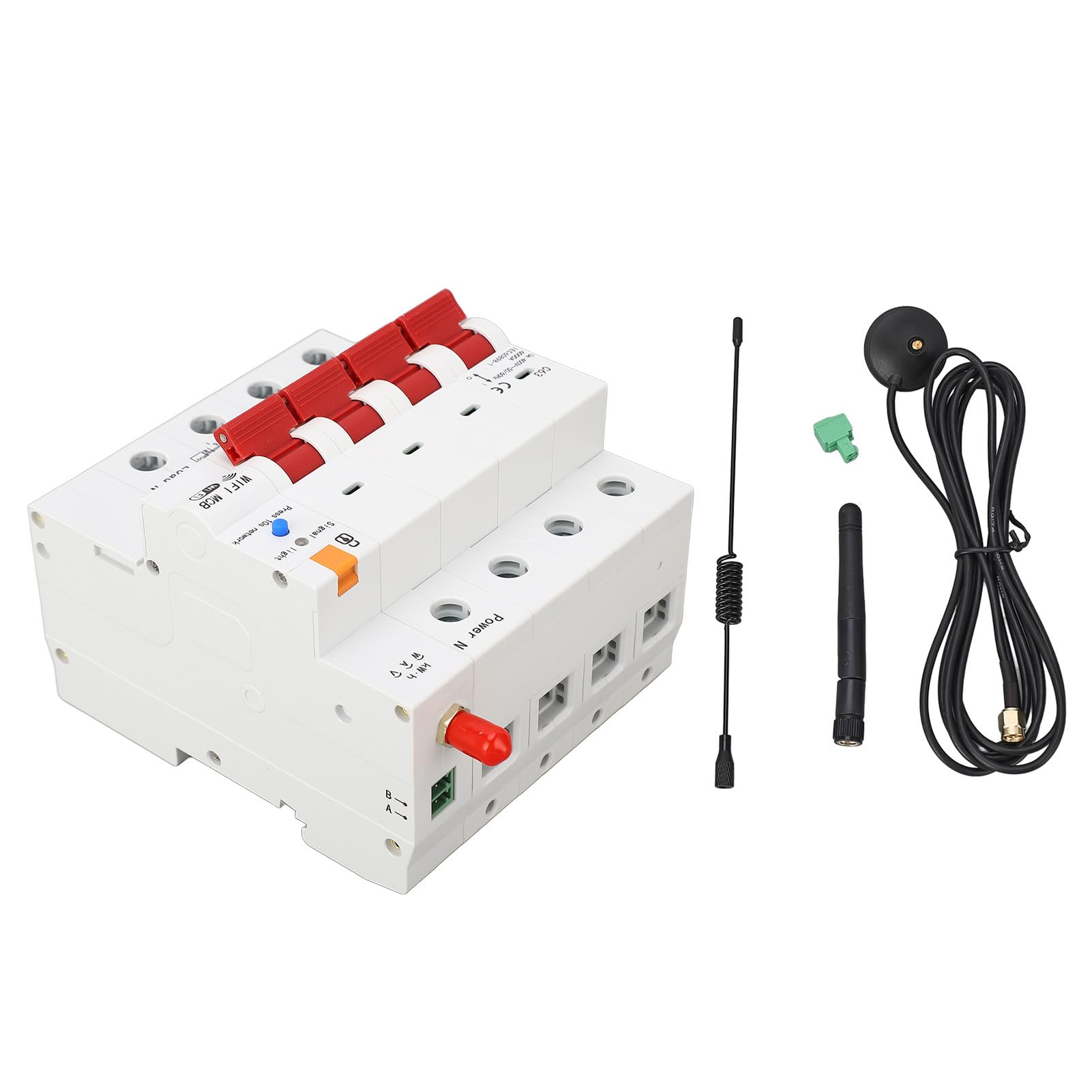 Interruptor de Circuito WiFi Interruptor de Fuga 4P Control Remoto Mete Electricidad AC400V 50/60Hz 63A Rompedor Circuito WiFi 4P Fuga Interrupción