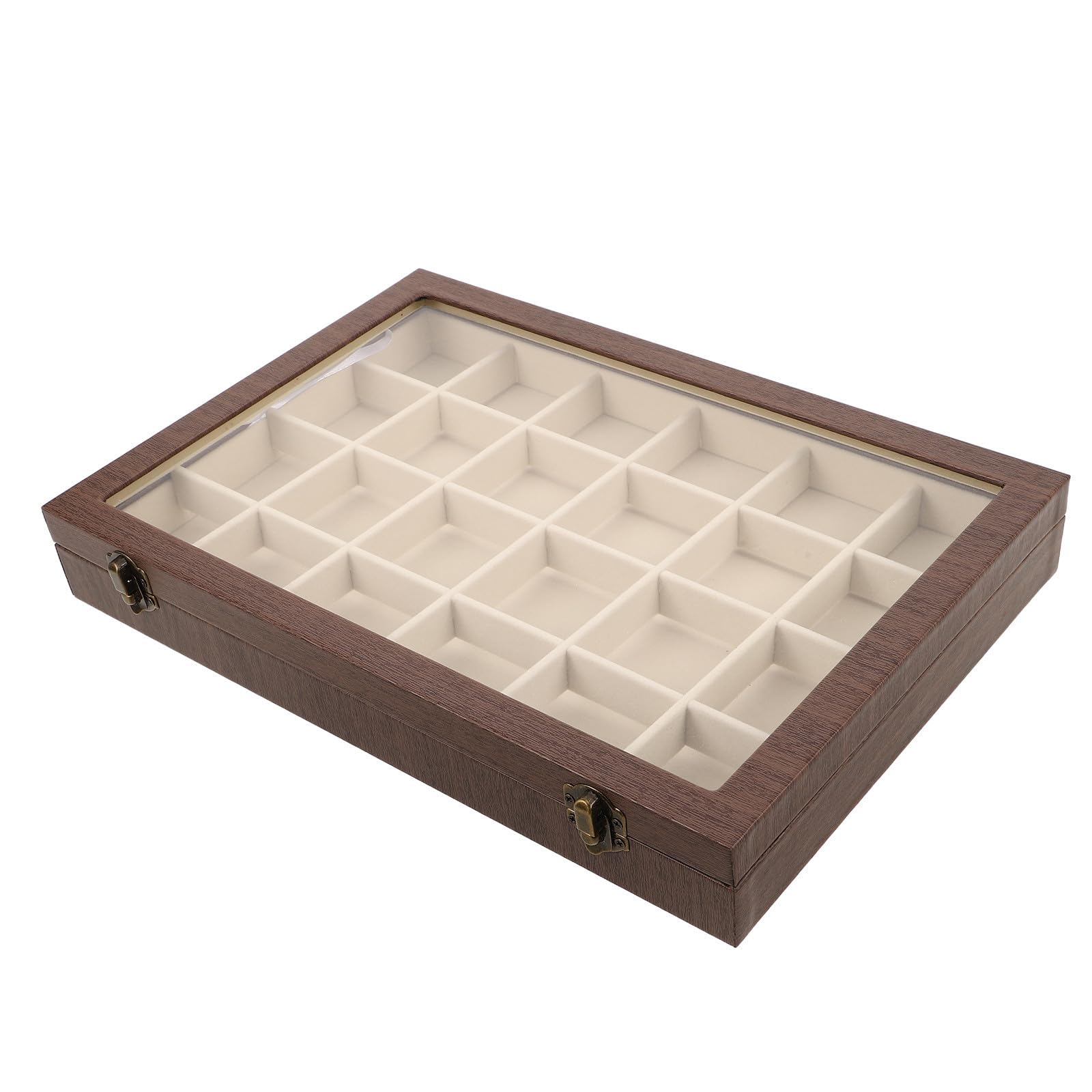 GANAZONO Vintage Joyero con 24 Compartimentos y Ranuras de Madera