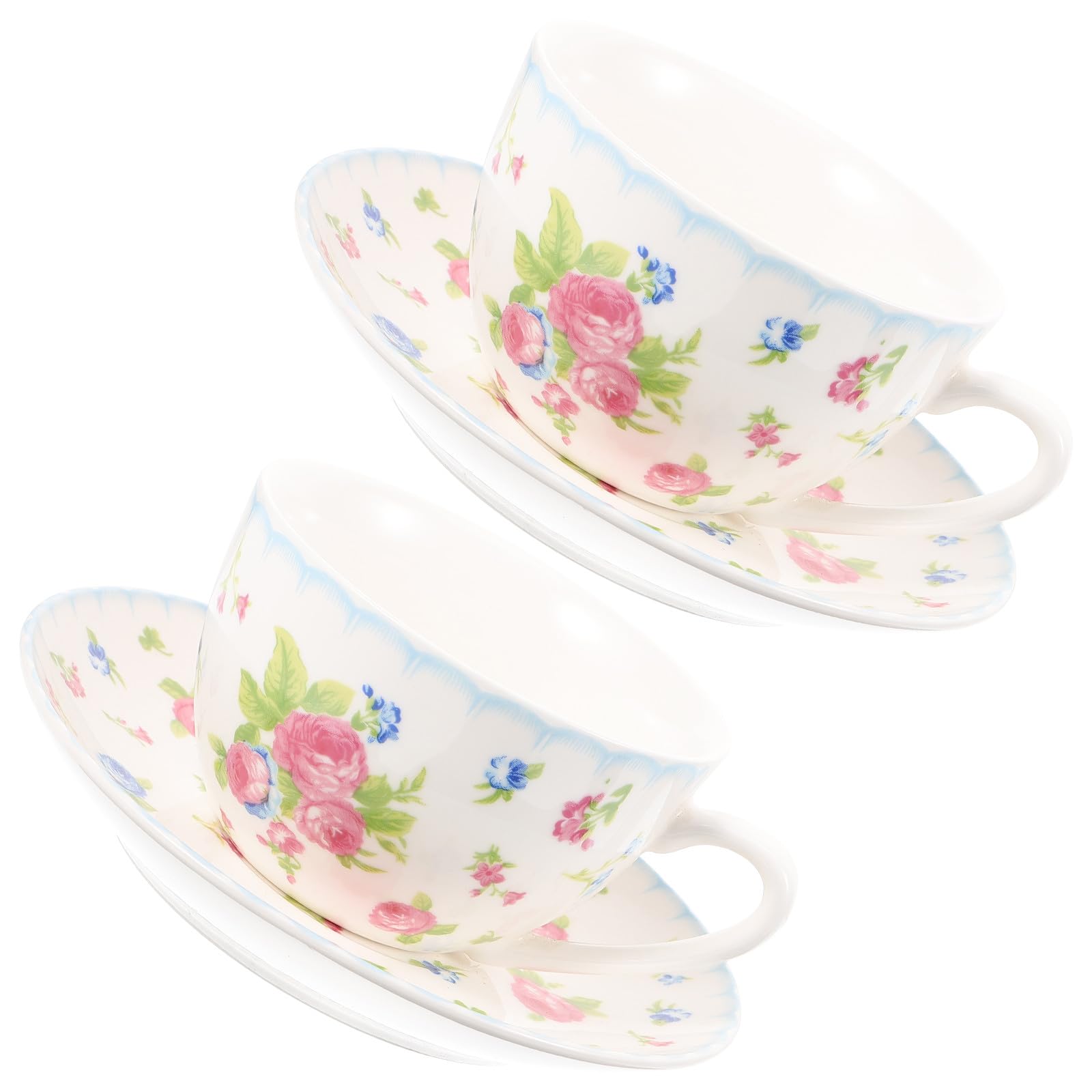 Set Tazzine Caffè in Bone China da 150ml Design Retrò Semplice e Artigianato Delicato, Comodo da Usare, per Nuove Case e Festività