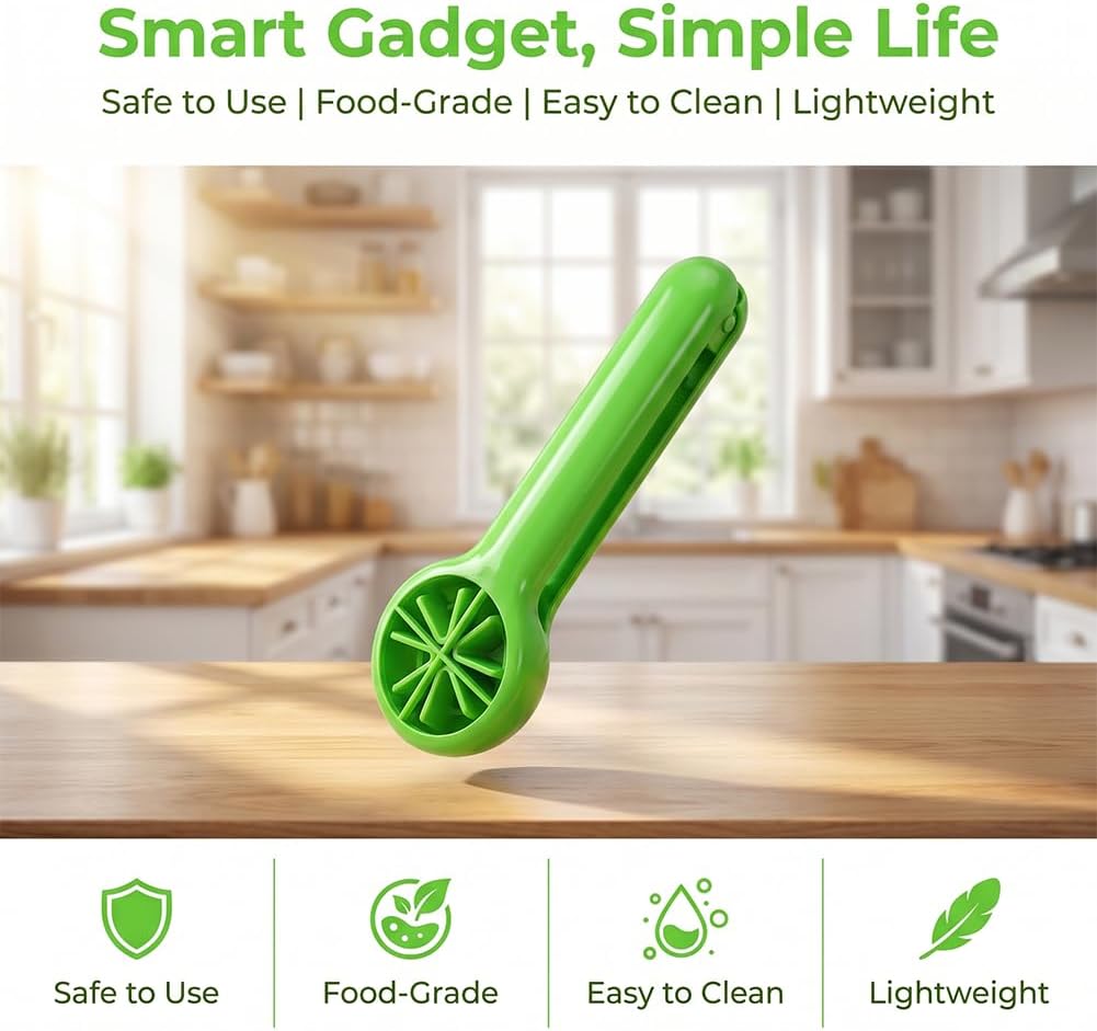 Premium Grape Cutter Tool and Cherry Tomato Slicer, Handheld Fruit Slicer Kitchen Gadget for Toddlers, Quarters Grapes and Strawberries for Salads and Snacks (7, Green)