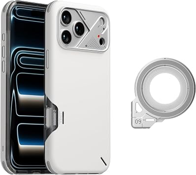 Aulumu A17 iPhone 17 Pro Shockproof Case White + G09 Smartphone Ring Magsafe Silver - MagSafe Compatible Case and Ring Convenient Bundle