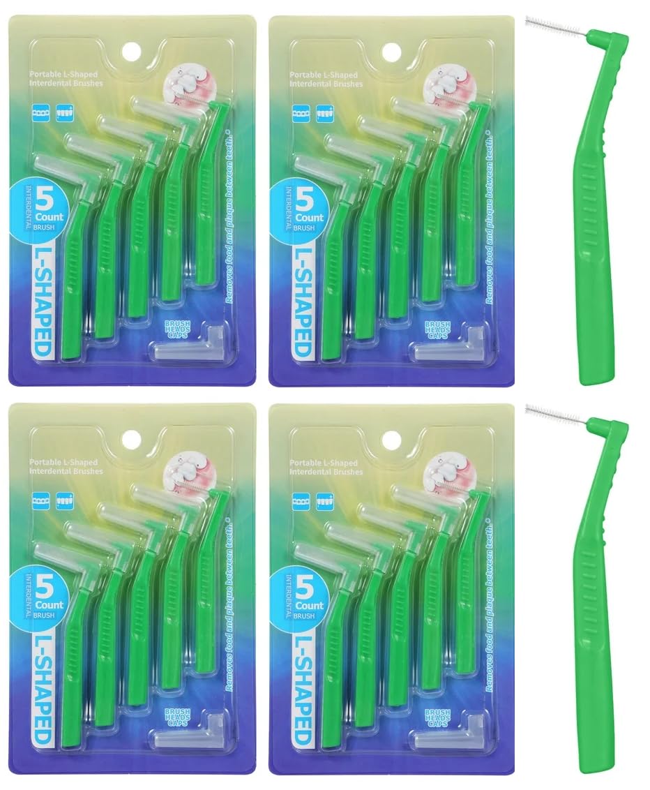 Sendria 20 Pcs L-Shaped Interdental Brushes | Portable Dental Picks for Deep Cleaning Between Teeth | Angled Soft Bristles for Plaque Removal | Reusable Oral Care Tool with Caps (20)-image-15