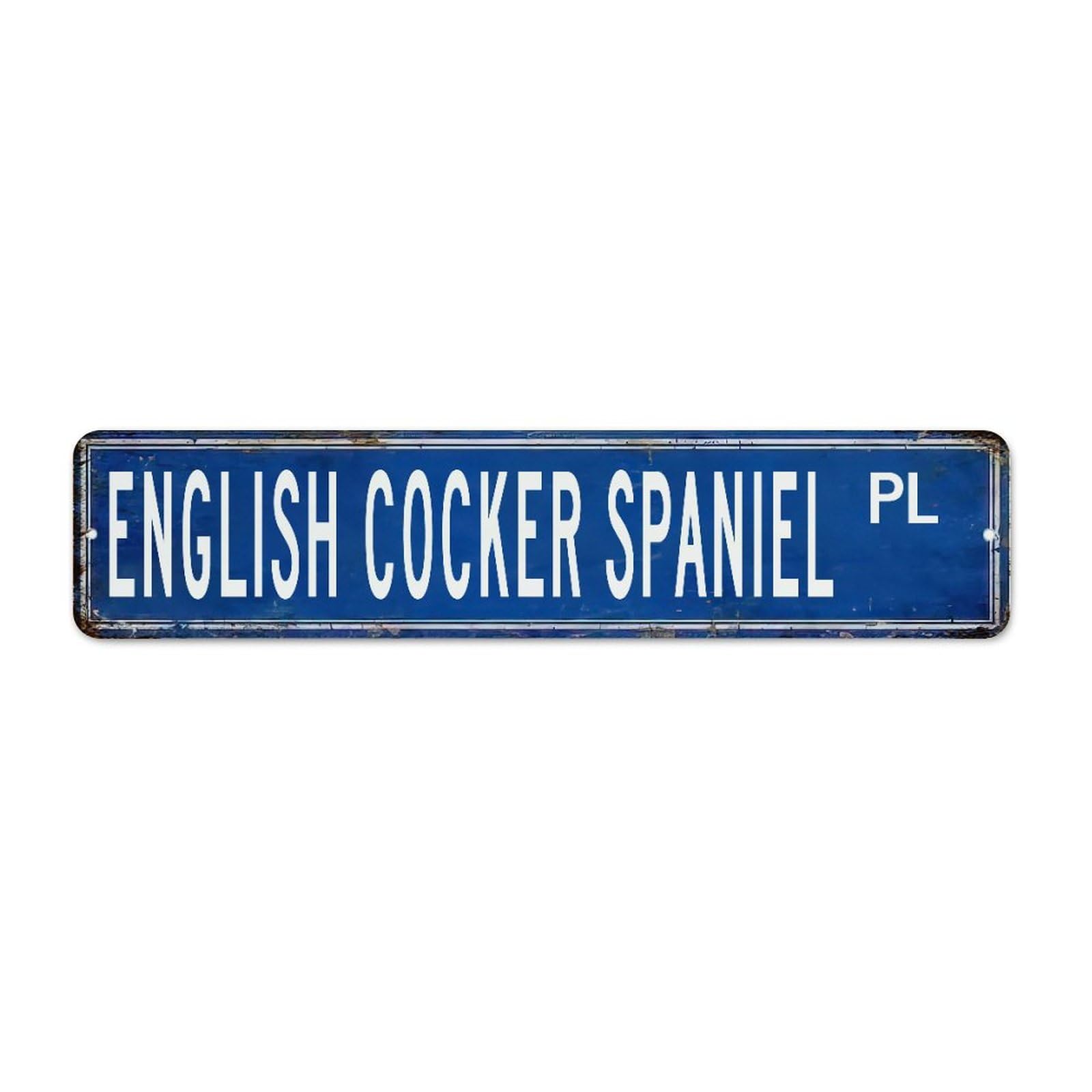 Autravelco Style-7 English Cocker Spaniel 4X18 Inch Metal Sign Custom Bathroom Dining Room Backyard Wall Decor Aluminum Metal Sign Custom Name Dog Cat Metal Plaque For Office