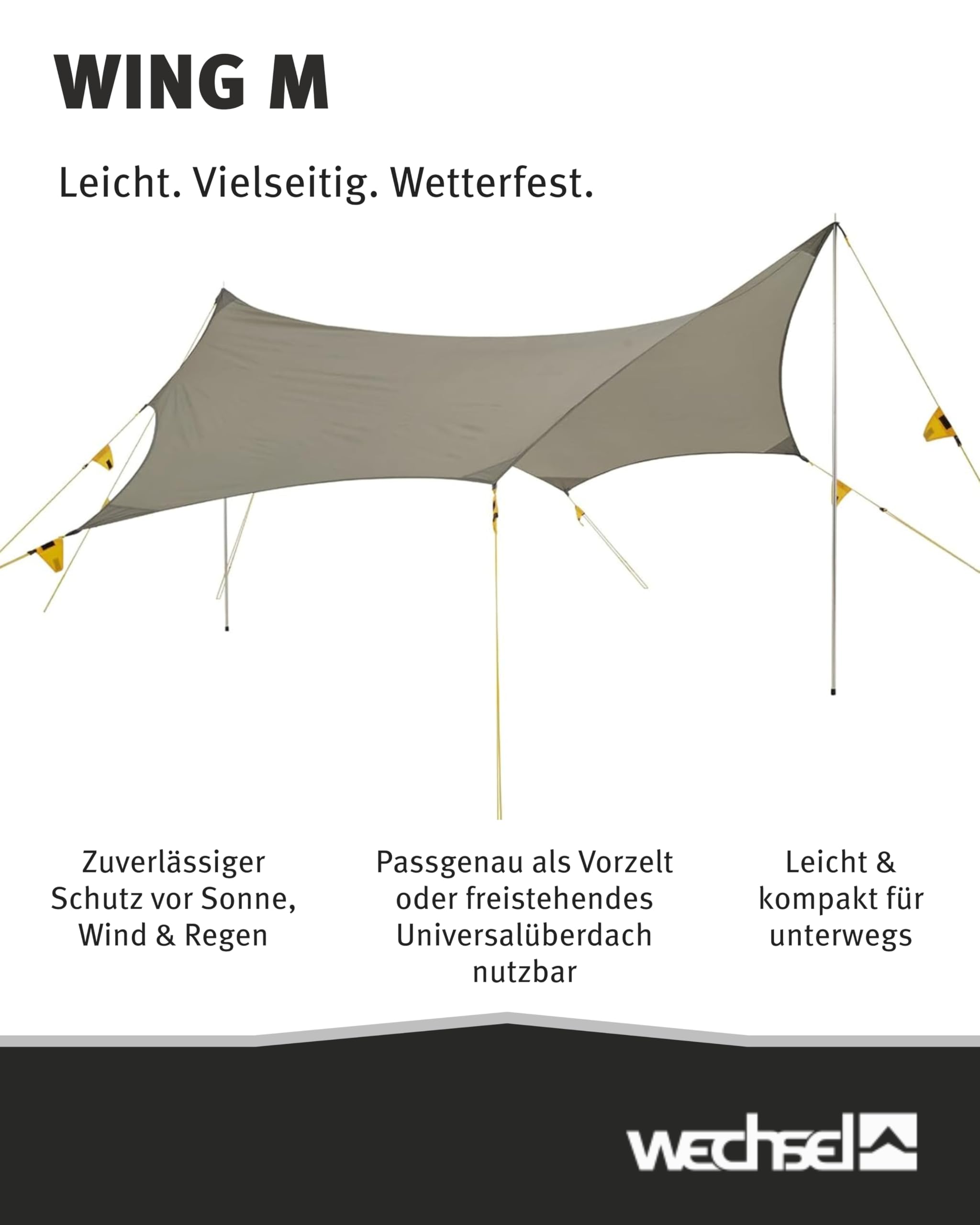 Wechsel Wing M Laurel Oak I wasserdichtes Zeltdach mit 5.000 mm Wassersäule I robust & kompakt für unterwegs I als Vorzelt oder Universalüberdach für Trekking, Camping, Radreisen, Kanu & Kajak