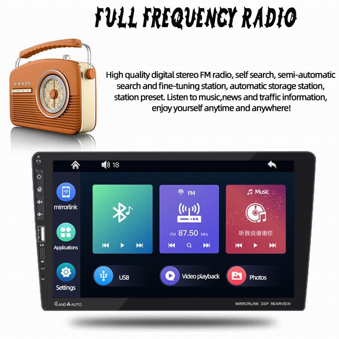 人気の中古品 ディスプレイオーディオ1din 9インチ Bluetooth バック