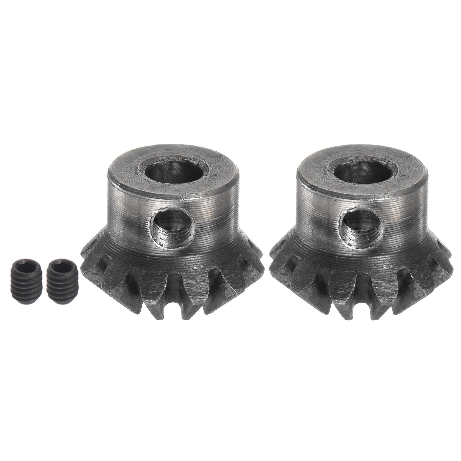HARFINGTON 2pcs Bevel Gear 1M 12 Teeth 6mm Shaft Hole 1:1 Tapered Bevel Pinion Gear 45# Steel 1.5 Module 90 Degree Steering Gear, for Hardware Mechanical Rotation