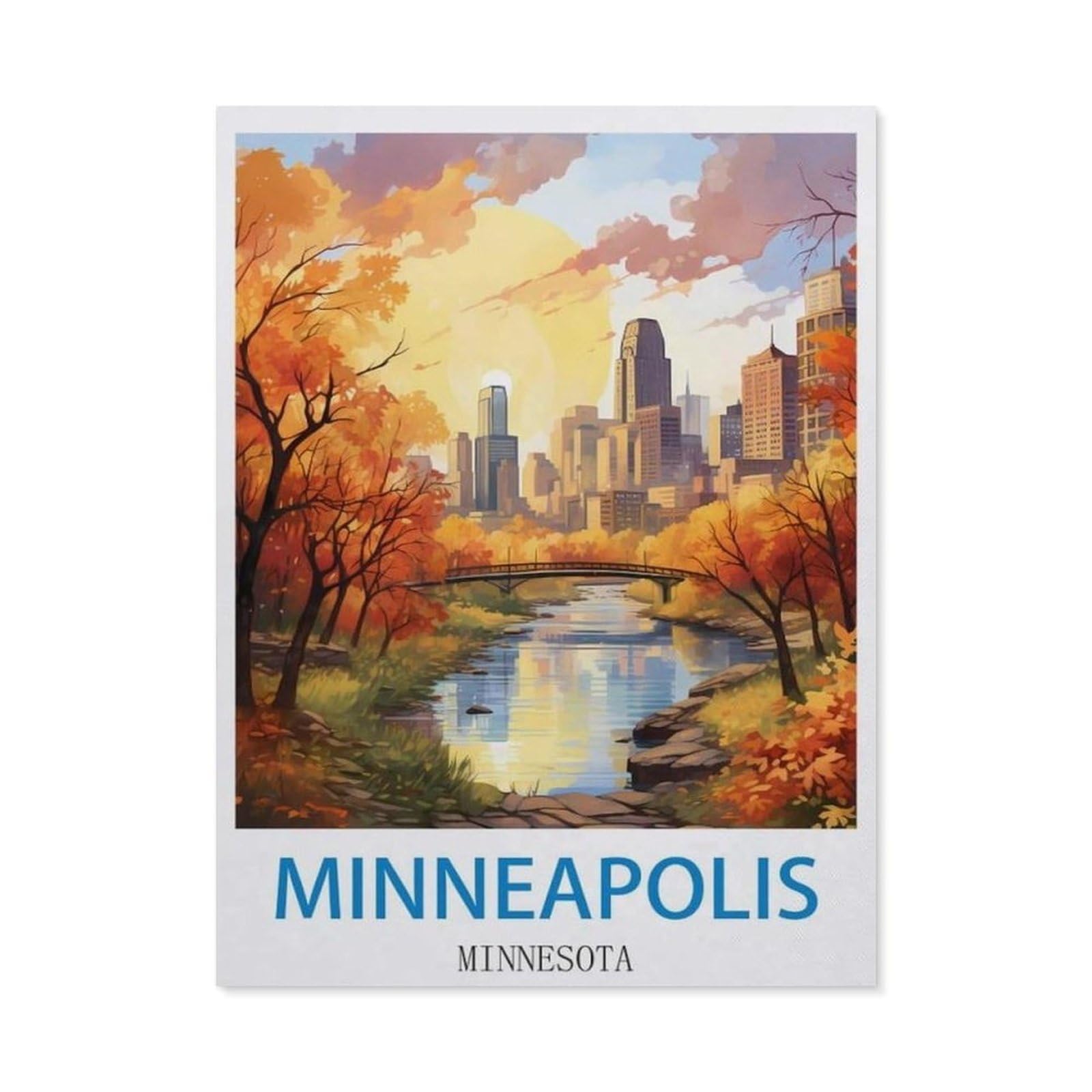 BEAYODKP DIY Diamond Painting，Minneapolis Minnesota，Cross Stitch Full Drill 5D Embroidery Mosaic Wall Decor Art（50 x 60 cm/19.68 x 23.62 inches）-CJ89
