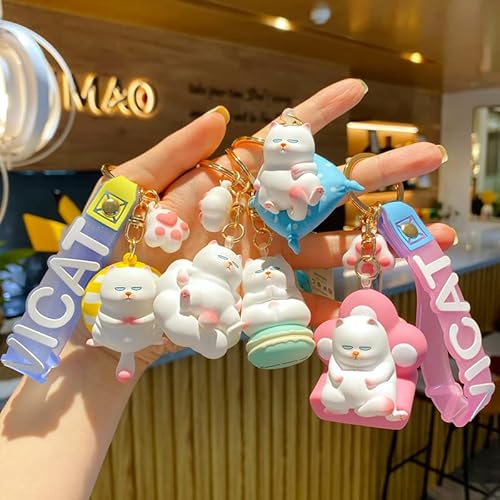 Bexoa Cute Keychain Christmas Gift – Kawaii New Year Backpack Charms Cartoon Cat Boy Girl Keychains Women Men Car Key Ring #TOP5