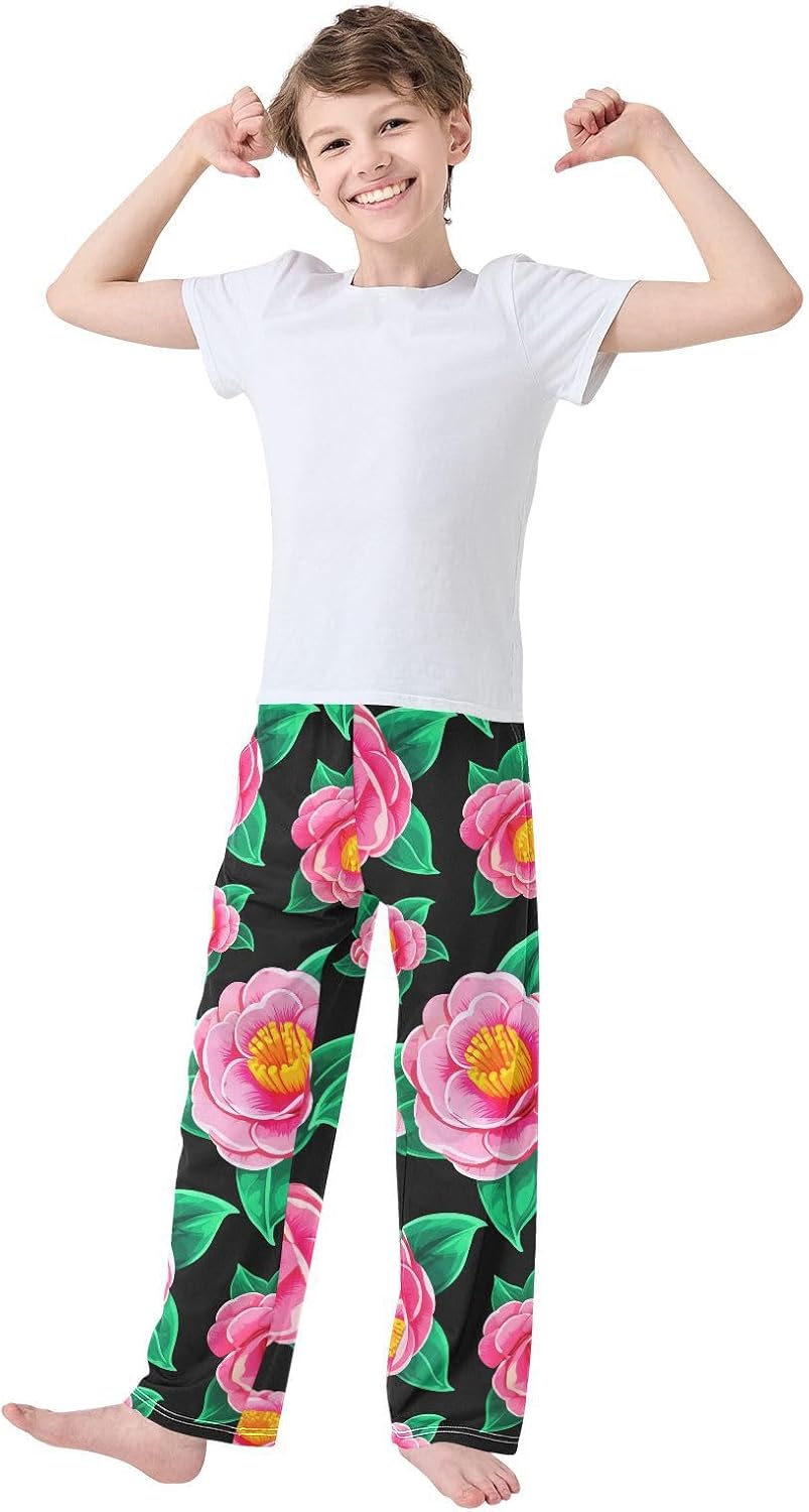 J JOYSAY Camellia Flower Foliage Dark Pajamas Pants Soft Long Pajama Bottoms Lounge Sleep Pants Size S-XL