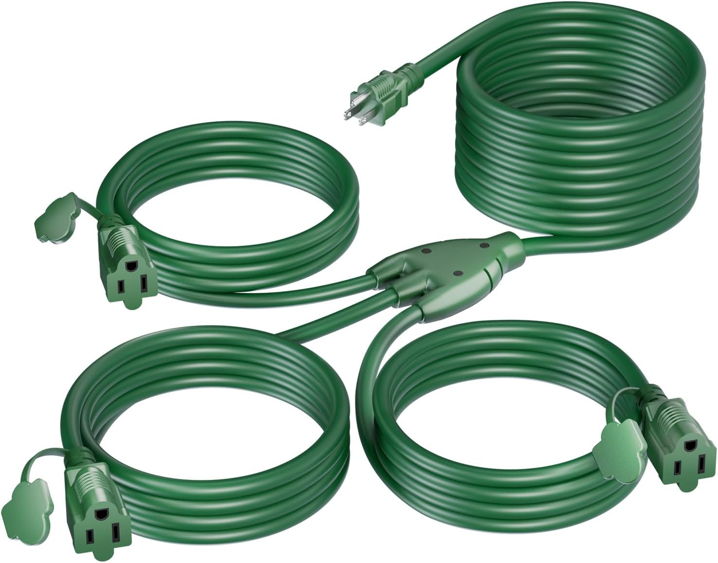 K KASONIC - 1 to 3 splitter extension cable, total 40 feet, maximum length 28 feet end-to-end, 3 pin plugs, SJTW 16AWG/3C cable for holiday decoration