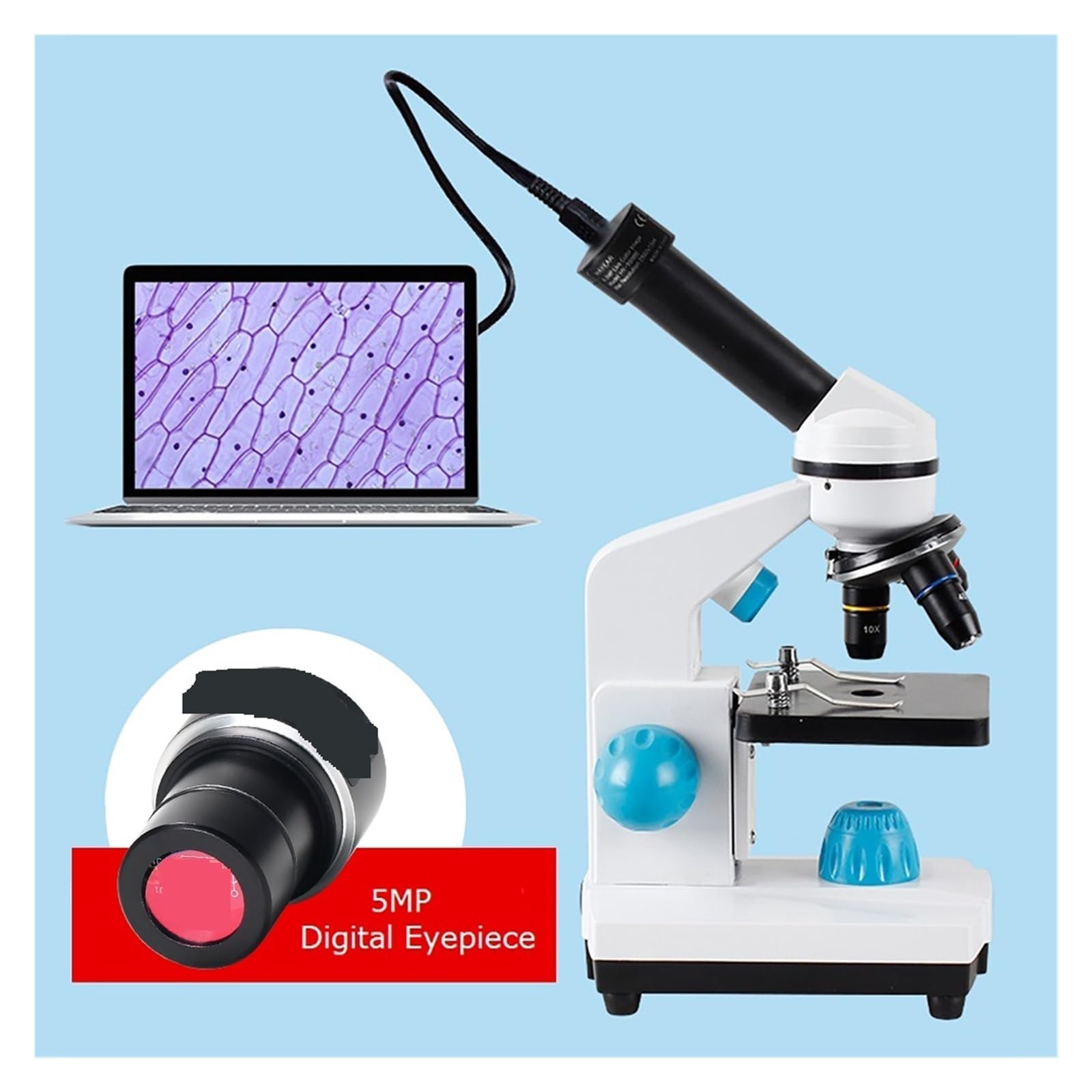 Mikroskop 5MP 2K FHD Digitales Okular USB Elektronisches Okularmikroskop CMOS Typ-C Mikroskopkamera for Microscopio Stereo und Biological(C-mount Full Kit)