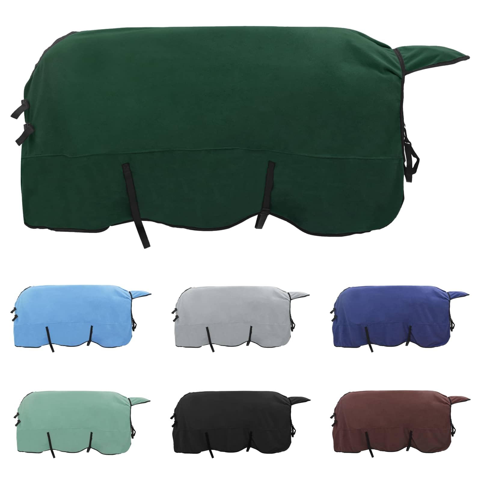 Pferdedecke 155 cm Polyester Fliegendecke Pferd atmungsaktiv & leicht,Pferdedecke für Training,Stall & Transport ohne Halsabdeckung Dunkelgrün
