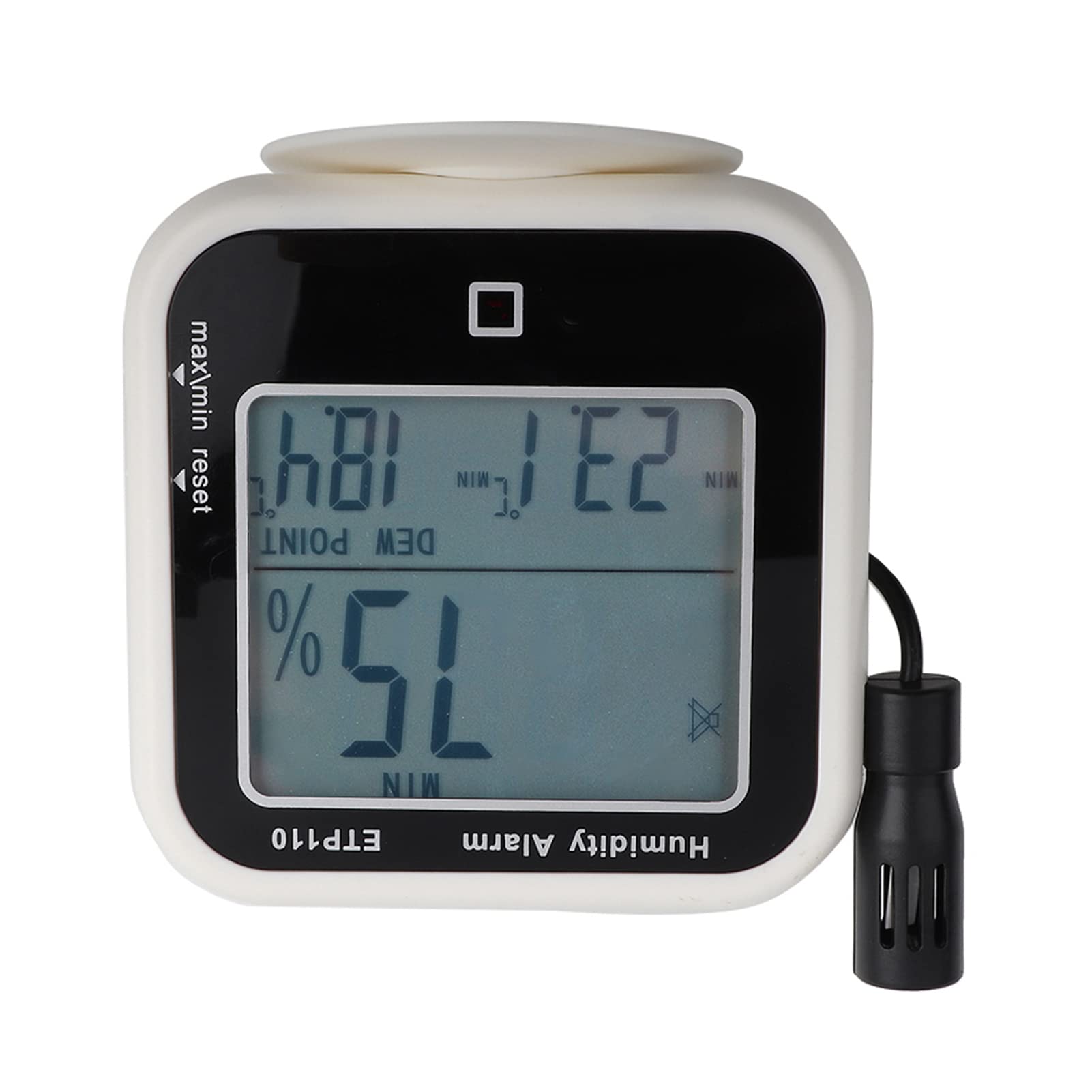 ETP110 Termohigrómetro digital Medidor de humedad y punto de rocío para almacén y laboratorio - Monitor de temperatura de montaje en pared con sonda de sensor externo de 1,64 pies