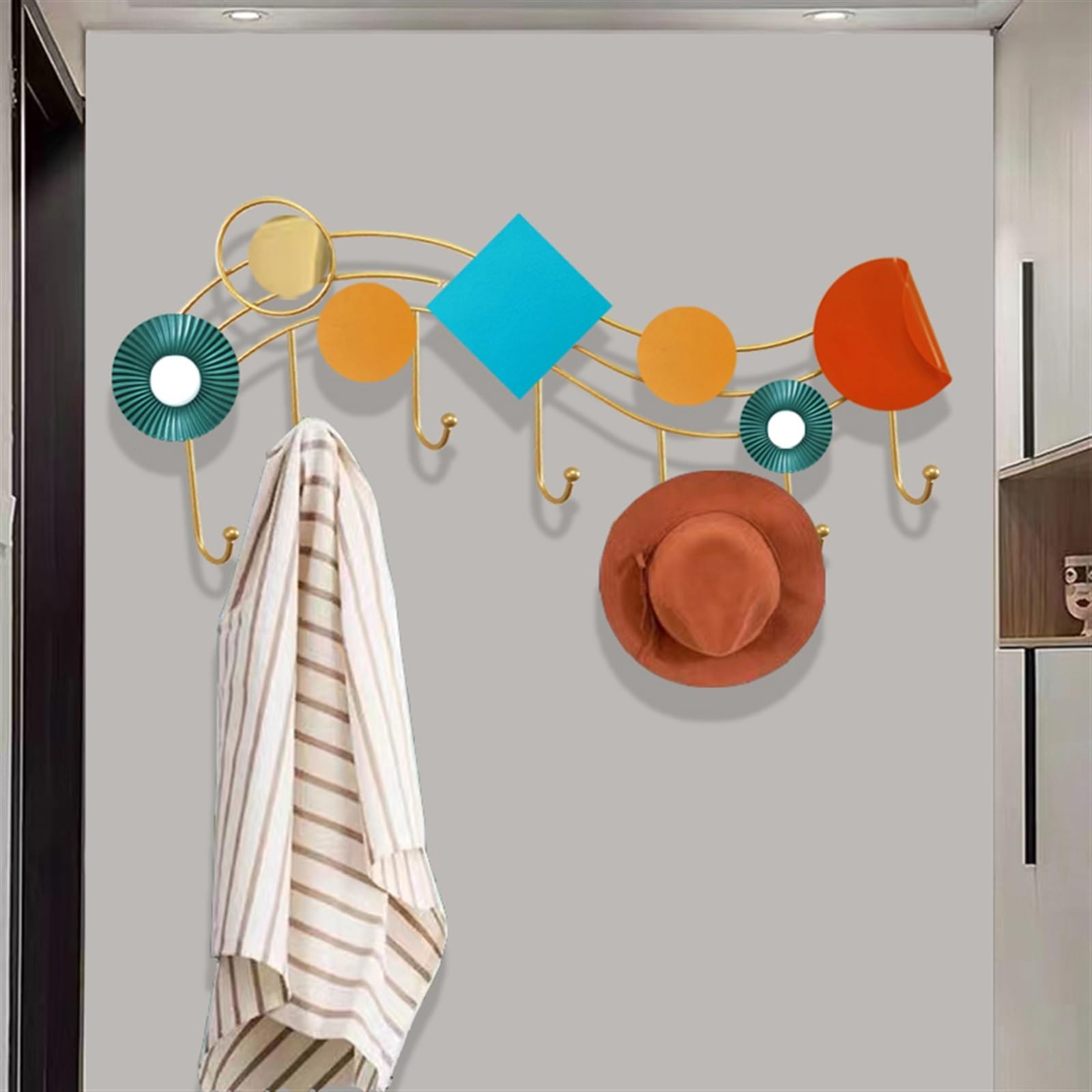 Perchero de pared Ganchos for abrigos simples y modernos, perchero for colgar en la pared del dormitorio, bolsas, perchero for colgar ropa, ganchos for abrigos de pared for el hogar de Metal, ganchos