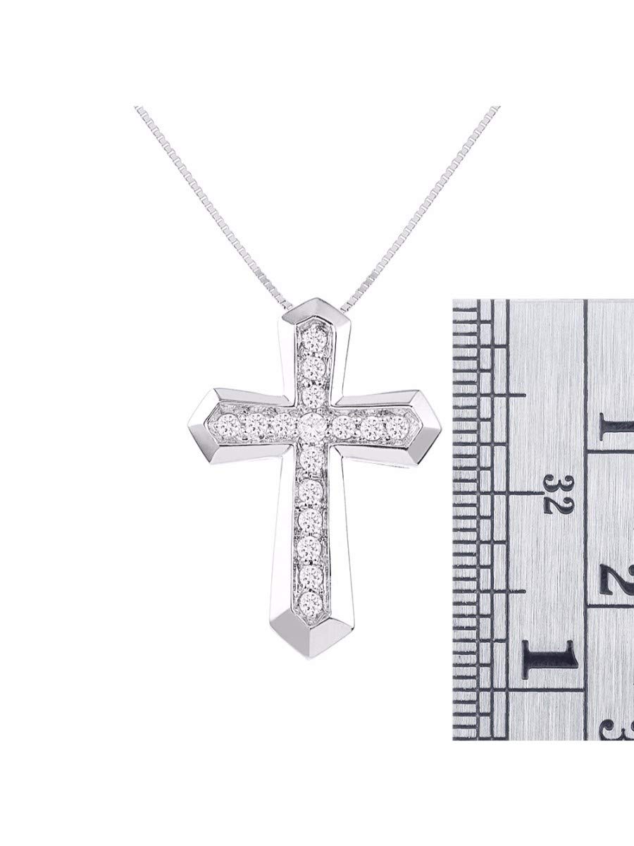 Diamant-Kreuz-Halskette, 14 Karat Weißgold, 0,50 CTTW Diamanten, Metall, Diamant