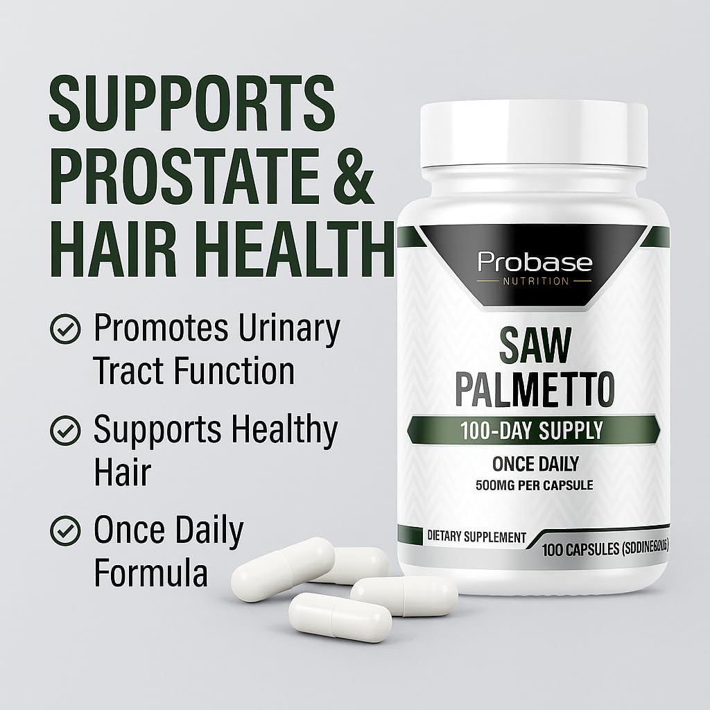 Probase Nutrition Saw Palmetto Support for Prostate and Urinary Health, Herbal Health Supplement, 500mg, 100 Capsules 3+ Month Supply - Image 10