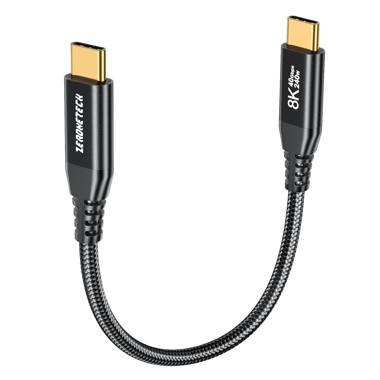 ZeroneTeck [6FT 2-Pack USB 4 for Thunderbolt 4 Cable, [Durable] 8K@60Hz/4K@144Hz USB C Monitor Display Cable, 40Gbps High Speed Data Transfer Right Angle, 240W Charing for MacBook Pro,iPad,SSD,HP,KYY