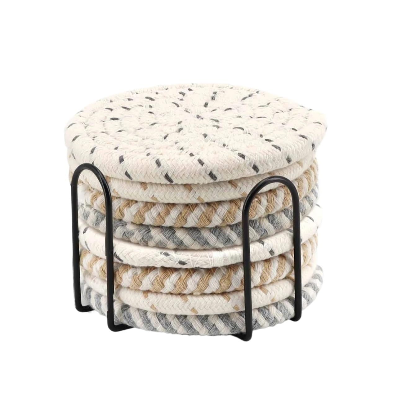 Insulated Coasters 8 Coasters Plus A Base Woven Coaster Set With Holder Cup Coasters Absorbent For Coffee Tea Drinks for Home Decor Dining Table(B)