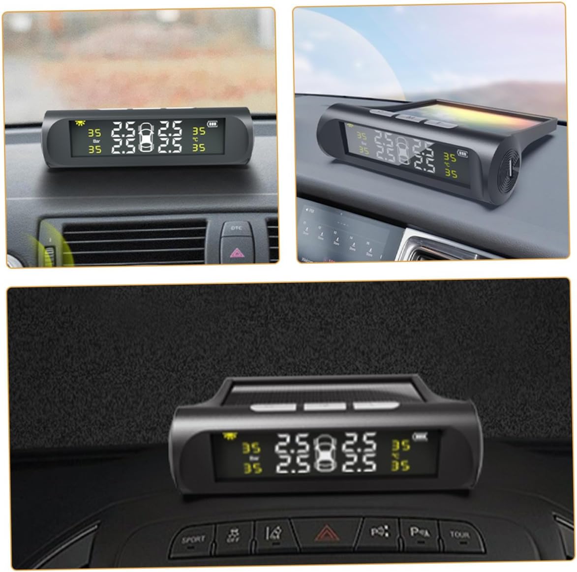 Solar Powered Tire Pressure Monitoring System with High-Precision Sensors Digital Backlit Display Low Pressure Alarm for Four Wheels Easy Installation for Cars Suvs and Trucks