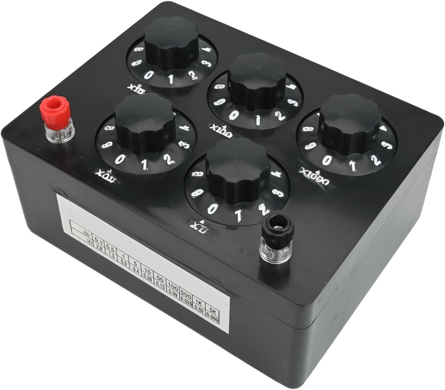 Variable Resistance Box 0-9999.9 Ohm, 5-Range Decade Box For Physics Teaching & Lab Testing, Adjustable Resistor With 0.1Ω Step, Bakelite Case