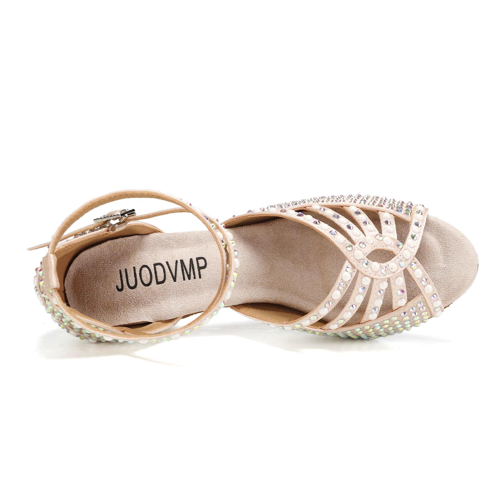 JUODVMP Chaussures De Danse Latine Salsa pour Femmes Strass 7.5cm Talon Haut Salle De Bal Tango Mariage Performance Chaussures De Danse