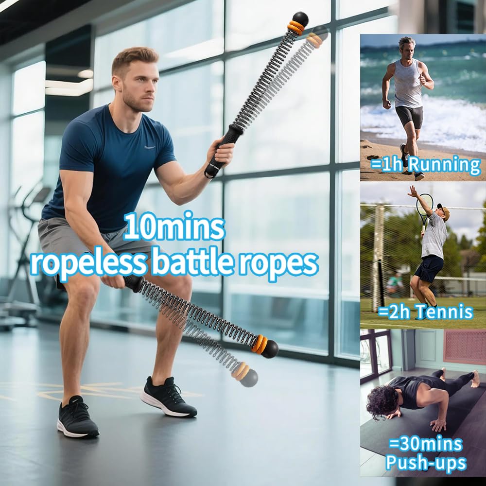 Cuerdas de batalla ajustables sin cuerda para gimnasio en casa para hombres y mujeres, cuerda de batalla inalámbrica resistente con bolsa de almacenamiento, cuerdas de ejercicio con resistencia