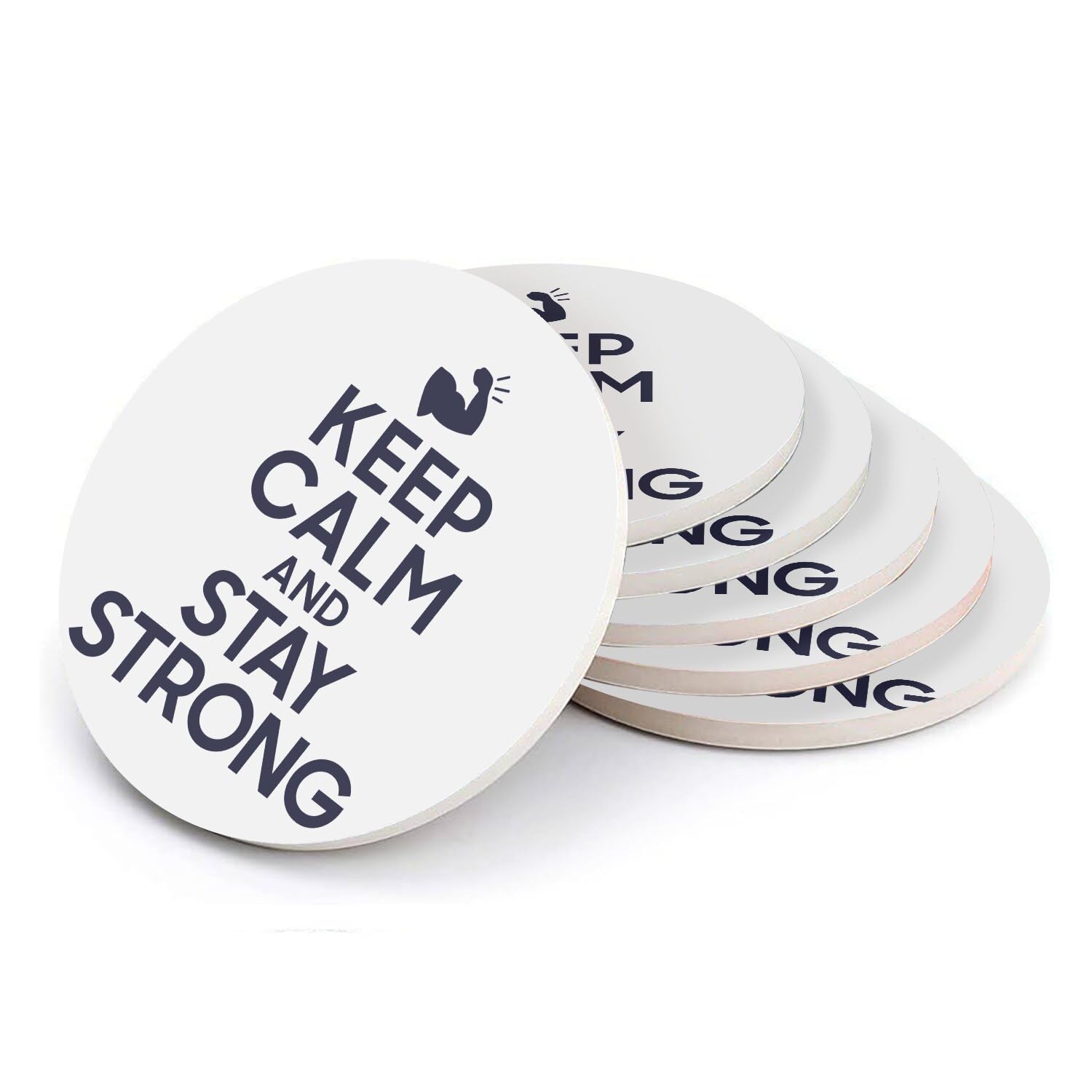 Sous verre ronds en céramique Musculation Lot de 6 dessous de verre 108mm design Keep Calm