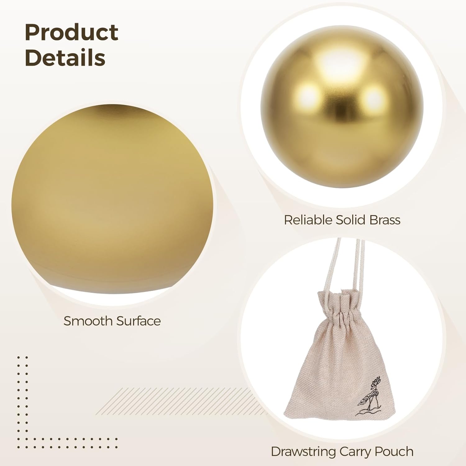 2 PCS Brass Exercise Balls, Brass Hand Exercise Balls, Baoding Balls, Metal Practice Handballs, 1.5 Inches Balls with Drawstring Carry Pouch, Hand Grip Fitness Balls, Hand Massager Balls