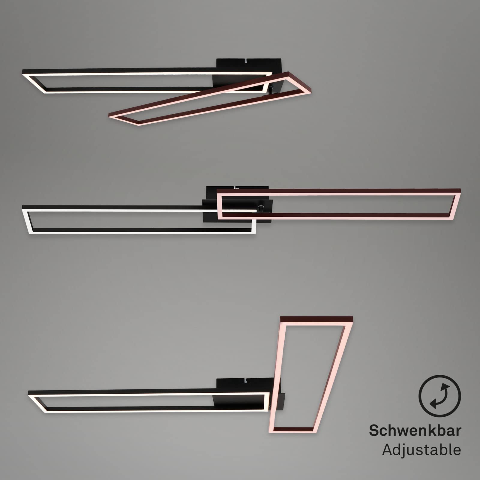 BRILONER - LED Deckenlampe mit Fernbedienung, dimmbar, einstellbar von warmweiß bis neutralweiß, LED Lampe, Deckenleuchte, Wohnzimmerlampe, Schlafzimmerlampe, Küchenlampe, 110x24,8x7,8 cm, Schwarz