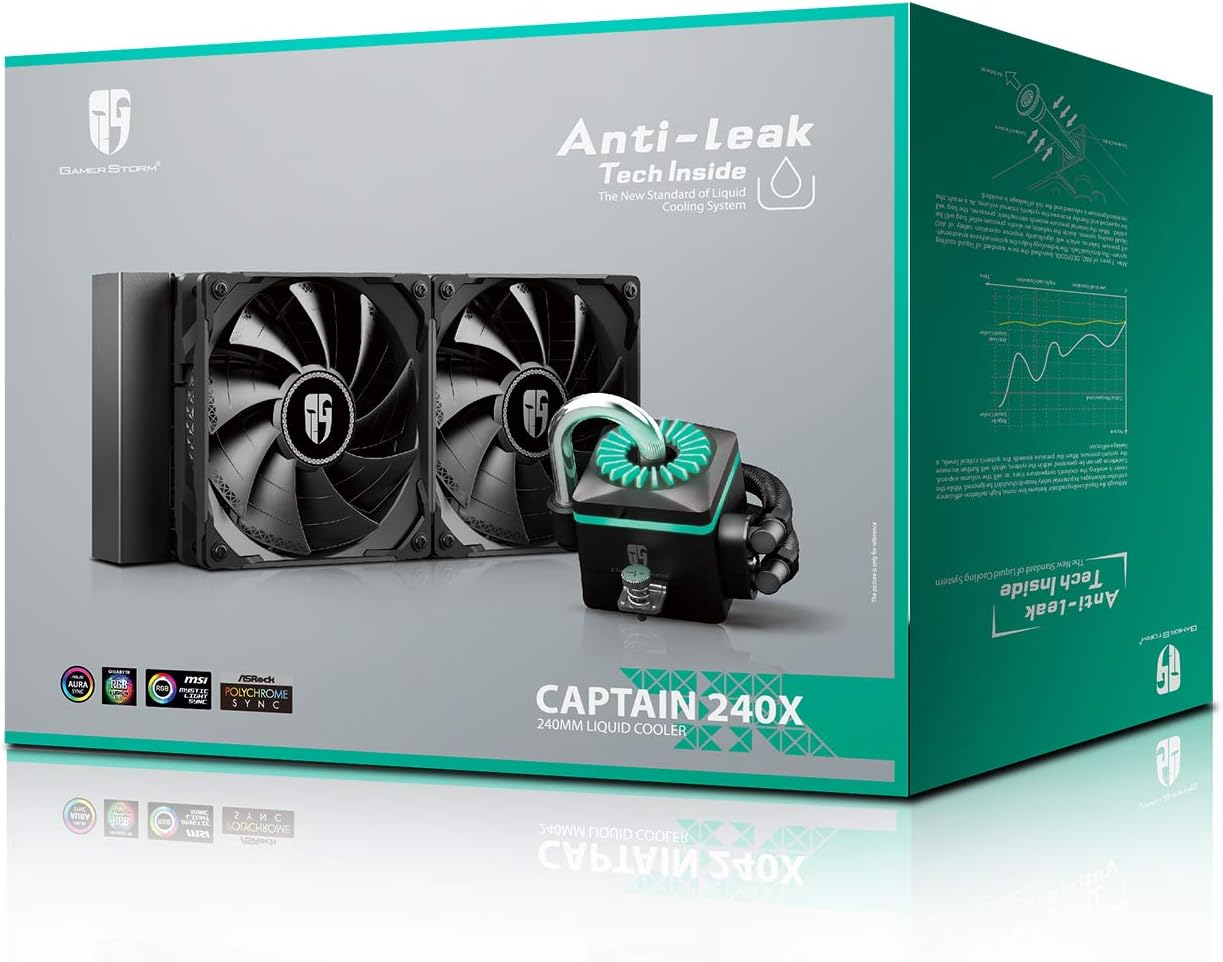 DEEPCOOL Captain 240X RGB AIO CPU Liquid Cooler, Anti-Leak Tech Inside, Stainless Steel U-Shape Pipe, Cable Controller and Motherboard with 12V 4-pin RGB Header Control, 3-Year Warranty